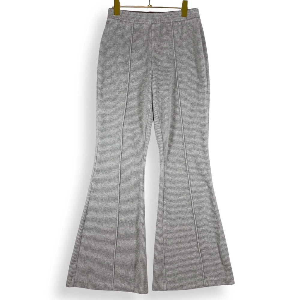 Aerie Womens Small Gray Ribbed Flare Pants High Rise Seam Front Lounge 28 In